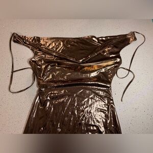 Shimmering Strapless Brown Dress